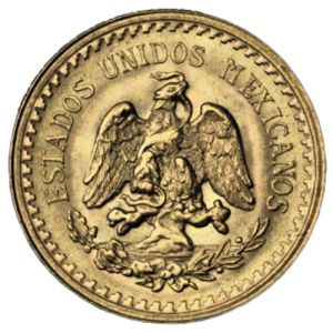 2,5 zlatna meksička pesosa 1/4 Hidalgo