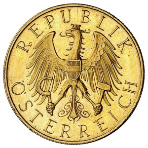25 šilinga, zlatnik I. Austrijska Republika